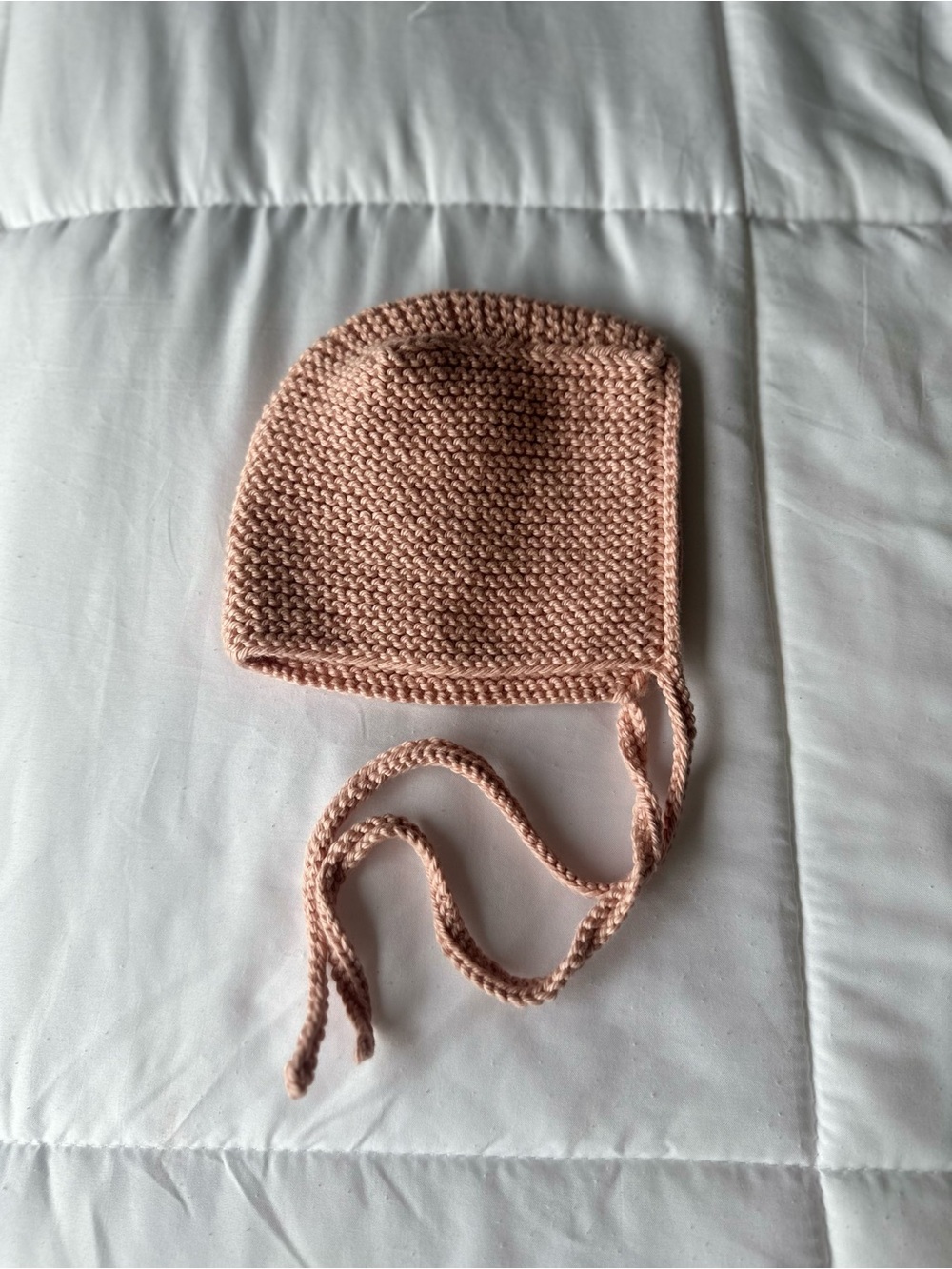 Handmade Knit Bonnet  - Pink 0-3M